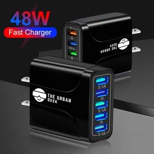 48 Watt 4-Port USB 3.0 Fast Charging Adapter Compatible with Apple, Android, Etc